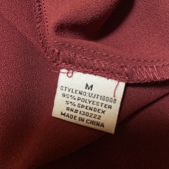 Asymmetric maroon blouse w embellished cuffs - Medium - Picture 6 of 9